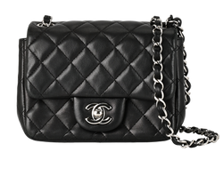 Mini Square Classic,Lambskin,Black,19392280,DB/AC,3*